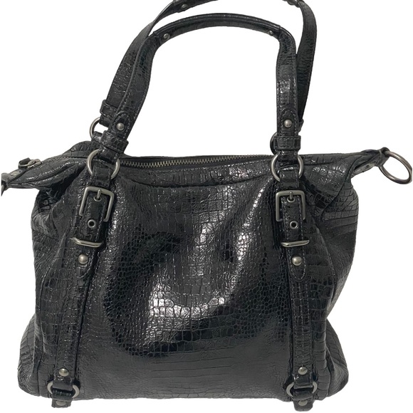 Coach Hadley Women's M Tote Shoulder Bag Black Python Snakeskin Leather & Suede - Picture 2 of 10